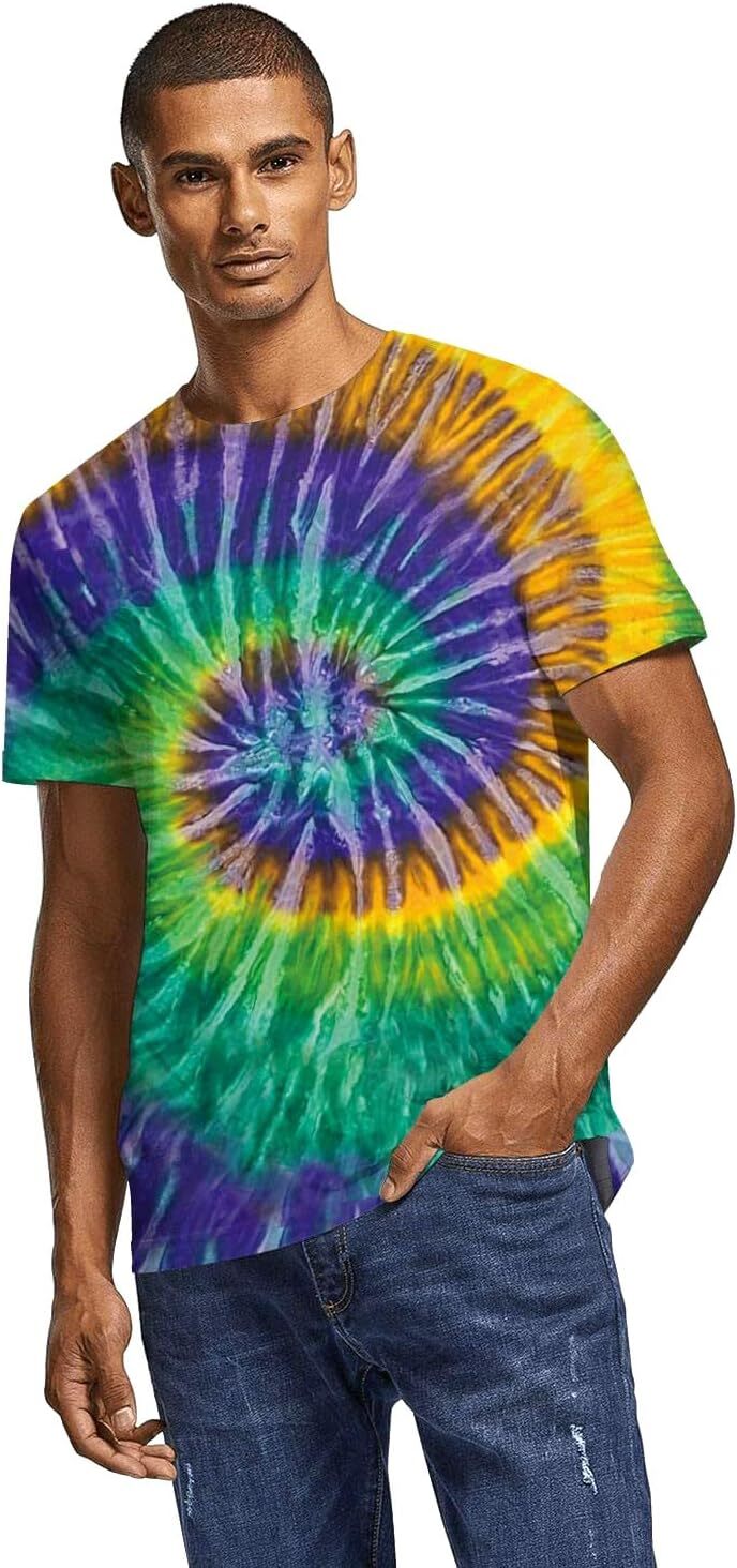 Mens T shirt Tie Dye Shirts for Men Women, Short Sleeve Mens Tie Dye Shirts, Mens Women Rainbow Tie Dye tee Casual tops summer clothes thread