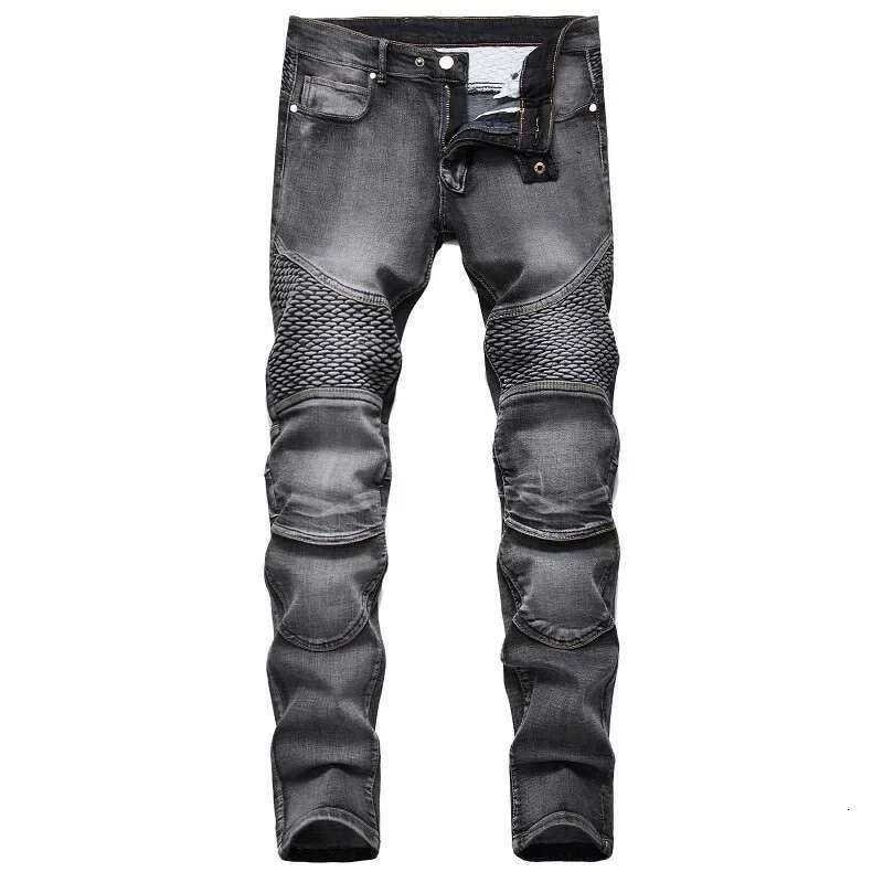 Men s New Casual Motorcycle Jeans Hip-hop Street Riding Elastic Slim Straight Leg Pants Patch Fashion Designer Denim Pants Casual Pants Men s Style