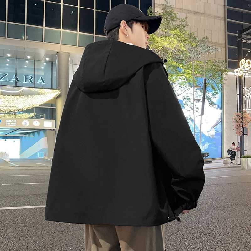 2025 New Spring Jacket Men Korean Fashion Unisex Hooded Windbreaker Multi-Pockets Casual Jackets Oversized Coat Plus Size 8XLT250311