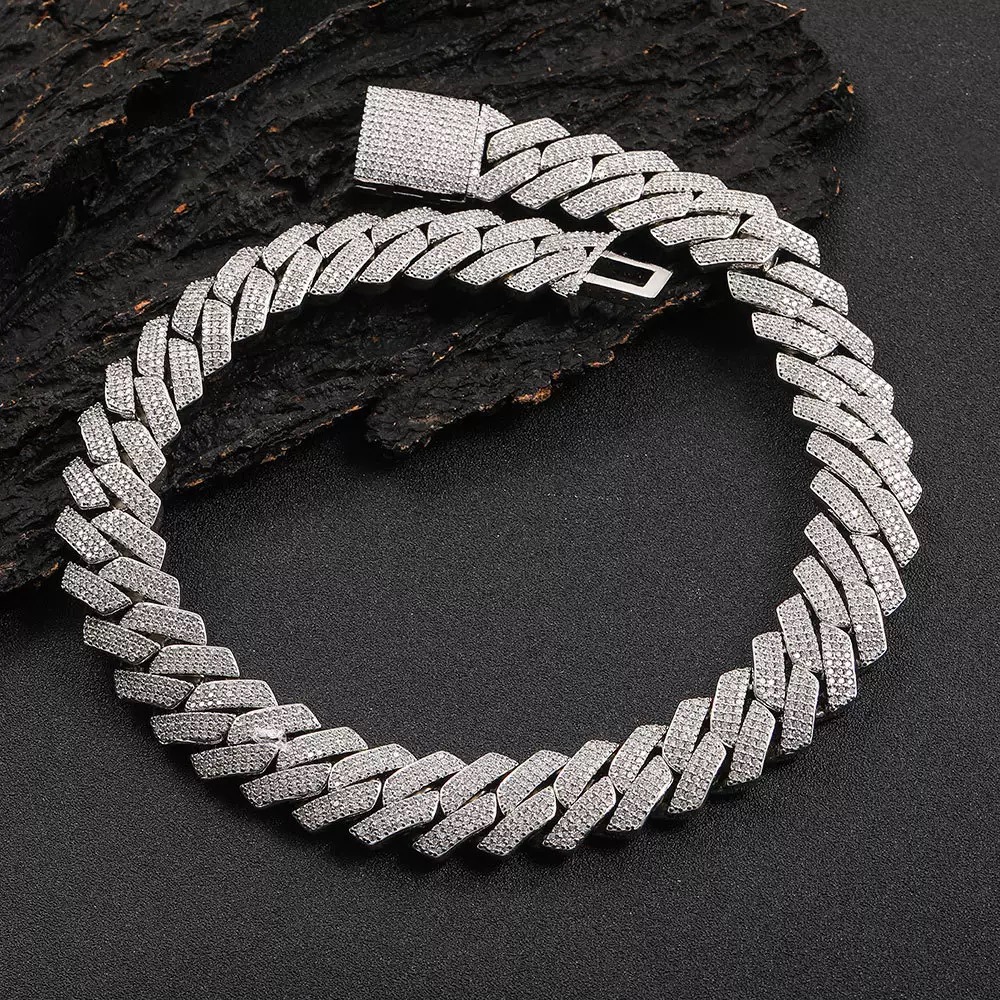 Chain VVS Hip Hop Necklace 8-20mm ice out Moissanite Cuban k chain