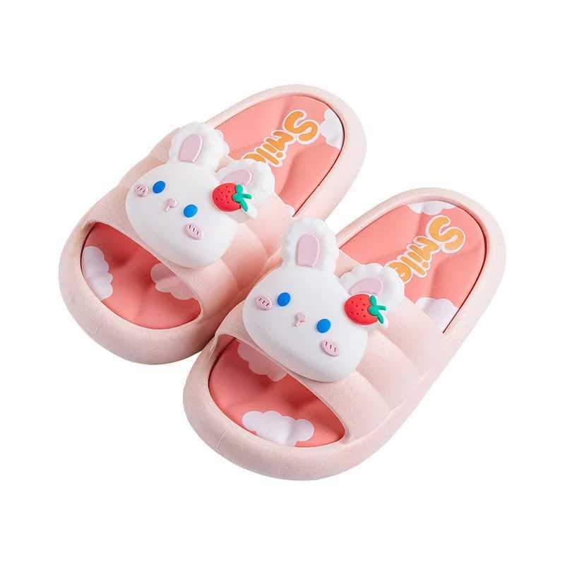 Summer childrens slippers non-slip cute strawberry rabbit girl home thick soles soft soles baby outdoor slippersT250311