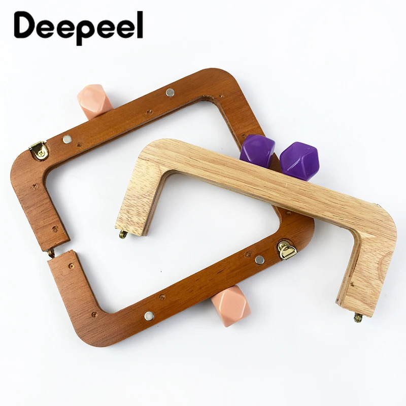 Deepeel 20cm Wooden Purse Frame Handbag Handles Women Woven Bags Wallet Clamp Handmade Closure Brackets DIY Bag Accessories 250311