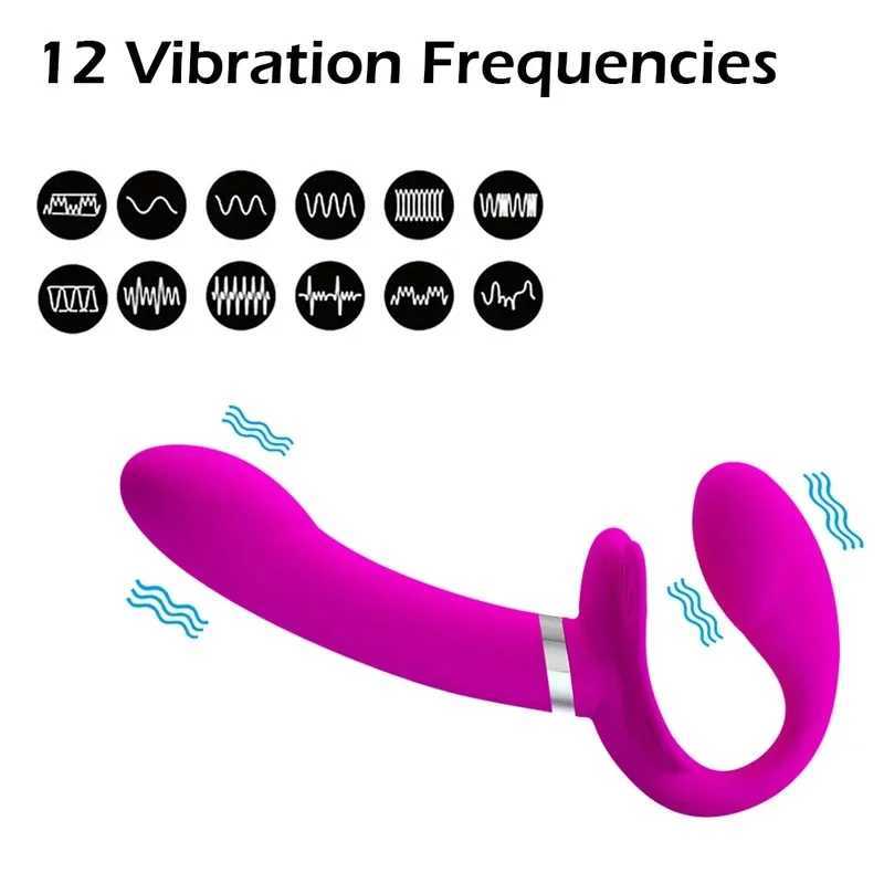 Penis lesbian dual head vibrating sex strapless vibrator adult sex toyXJ250311