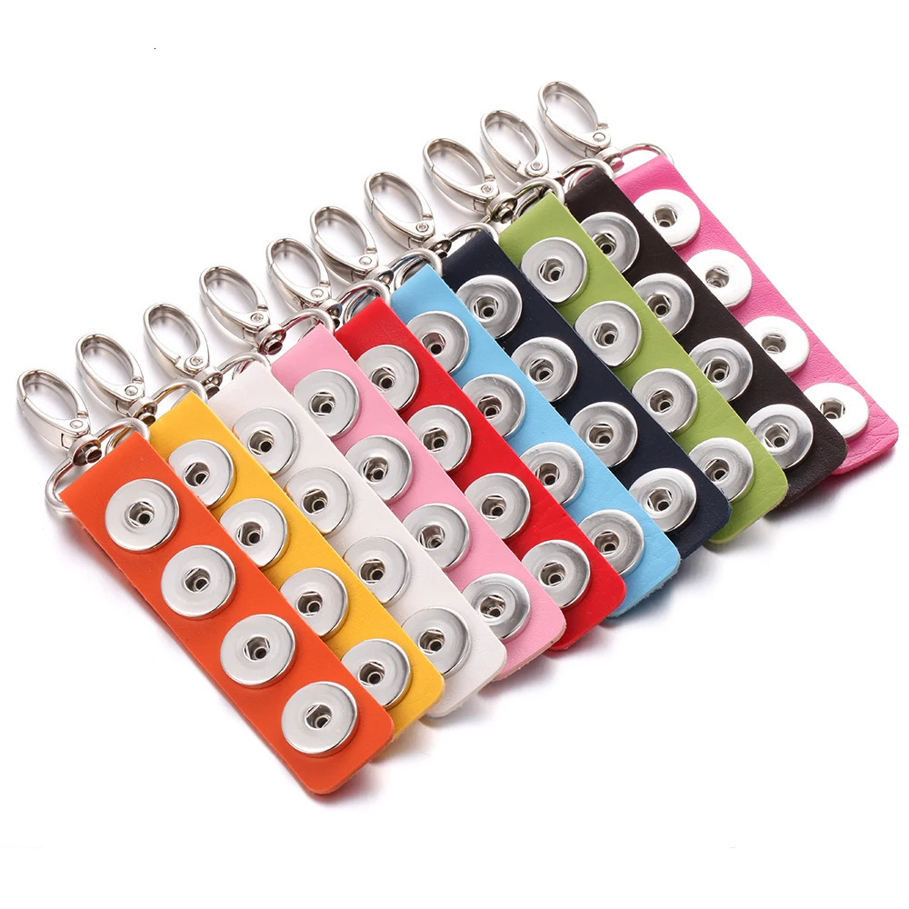 10pcs/lot Wholesale Snap Jewelry 18mm Snap Button Leather Keychain Keyring 18mm 20mm Snap Buttons Jewelry Snap Keyring Key Chain 250305
