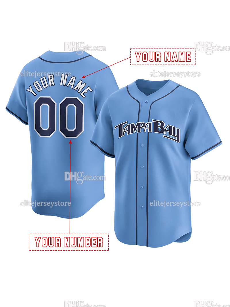 Personalized Custom Baseball Jersey Yandy Diaz Josh Lowe Josh Lowe Brandon Lowe Ben Rortvedt BOGGS Embroidered Letter Number Design Polyester