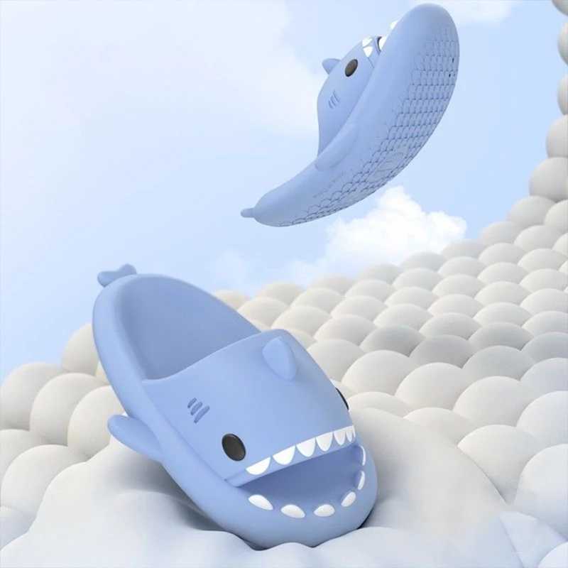 Pallene 2024 New Kids Shark Slippers Fashion Children Cartoon Slippers Girls Boys Home Non-slip Soft Sandal Outdoor Beach SlidesT250311