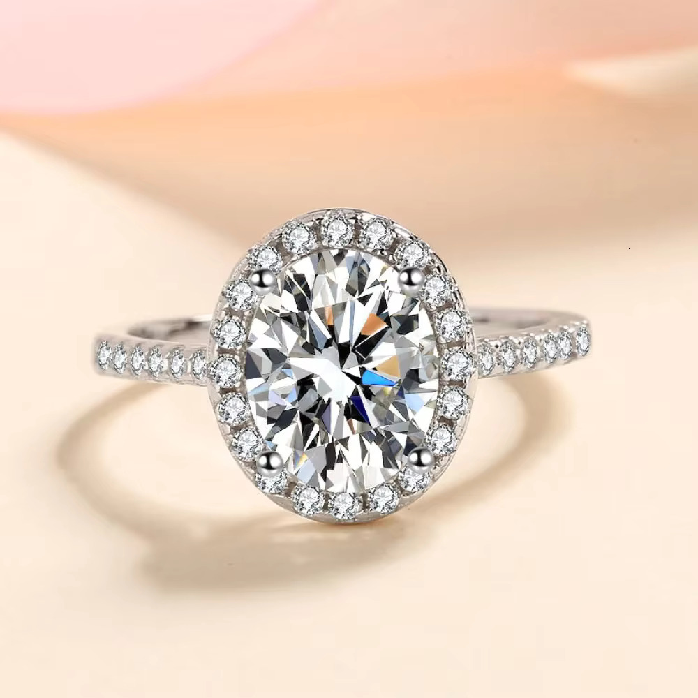 FOXI Fine Rings Synthetic Gemstone Moissanite Engagement Ring Women 925 Sterling Silver VVS Moissanite Wedding Ring
