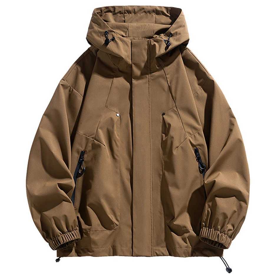 Men Jacket Trench Coats Windbreaker Oversize 6XL 7XL 8XL Plus Size Waterproof Black Bomber Camping Hooded Loose Thin SoftshellT250311