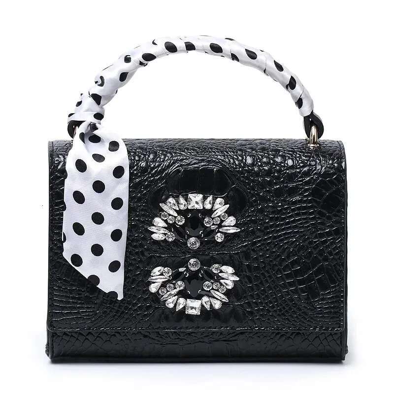 Elegant Women Crystal Tote Shoulder Handbag Hot Ins Clutch Purse Crocodile Bag