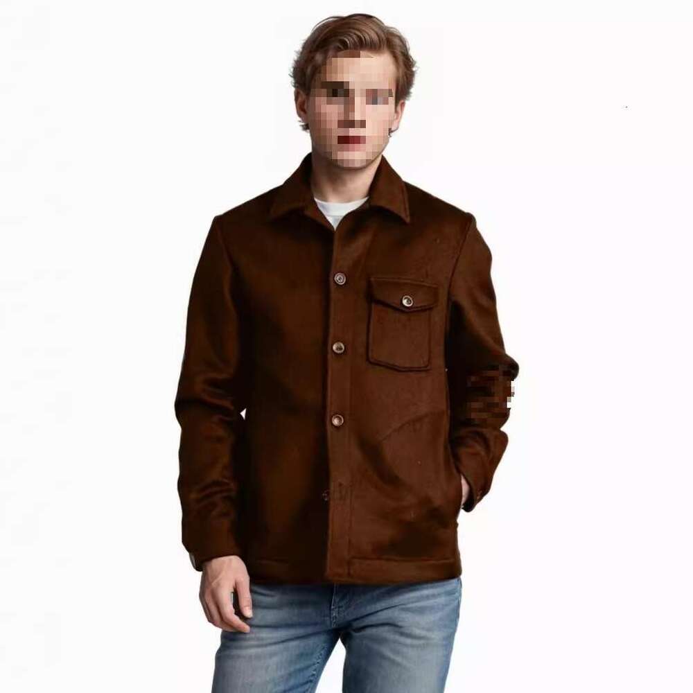 2024 Autumn/Winter New Men's Multi Pocket Single Breasted Solid Color Woolen Coat