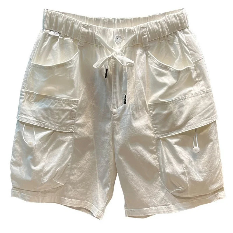 Multi-pocket workwearinsYouth Pure Cotton Casual Shorts Mens Summer Street Fashion Loose Straight Shorts 250310