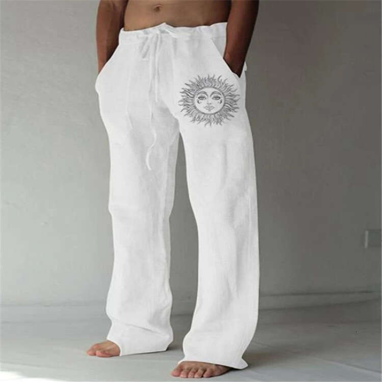European and American men's drawstring elastic cotton en loose pants 2025 new casual versatile fashion clothing