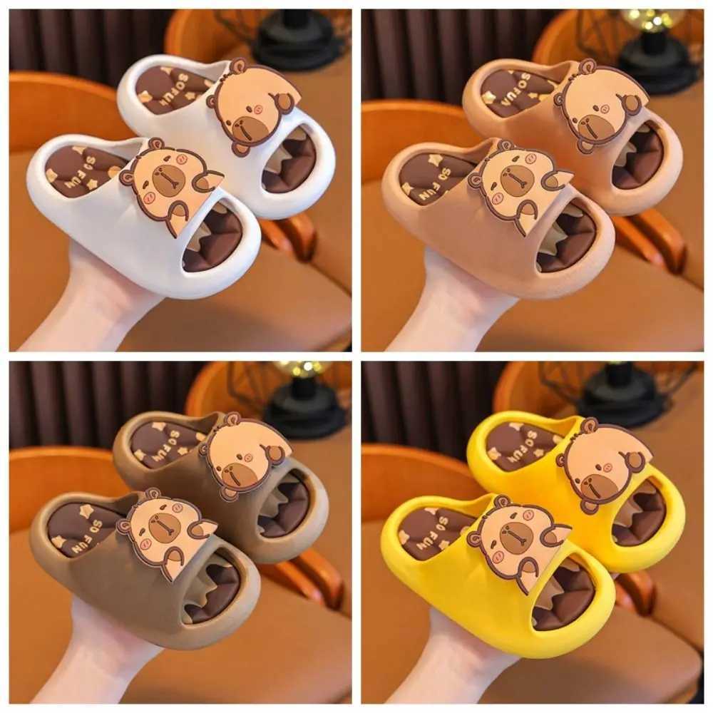 Pool PVC Cute Capybara Slippers Anti-slip Soft Cartoon Animal Slippers Thickened Rotatable Childrens Bathroom Sandals SummerT250311