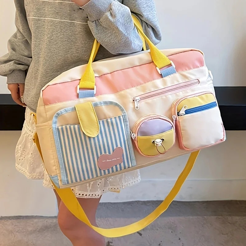 Fashionable Women Travelling Handbag Large Capacity Cartoon Printing Candy Color Outing Storage Bag 250311