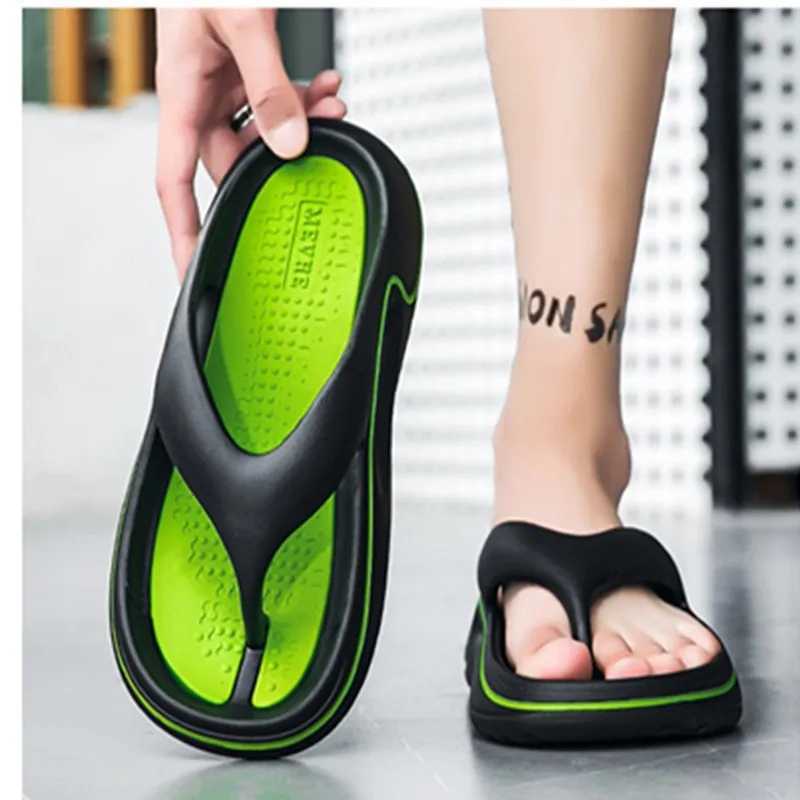 2024 Summer Slippers Men Flip Flops Thick Soled EVA Soft Slides For Men N-Slip Fi Sandals Outdoor Beach Summer ShoesXJ250311