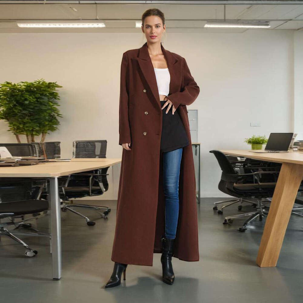Commuting Loose And Versatile Jacket 2025 Spring New Style Temperament Silhouette Double Row Buckle Long Windbreaker For Women