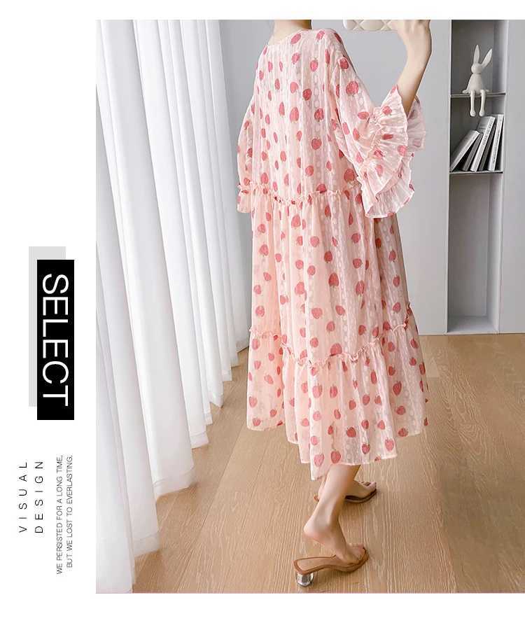 2025 Summer Plus Size Pregnant Womens Dresses Half Flare Sleeve Sweet Ruffles Patchwork Maternity Dobby Dress Pregnancy ClothesT250311