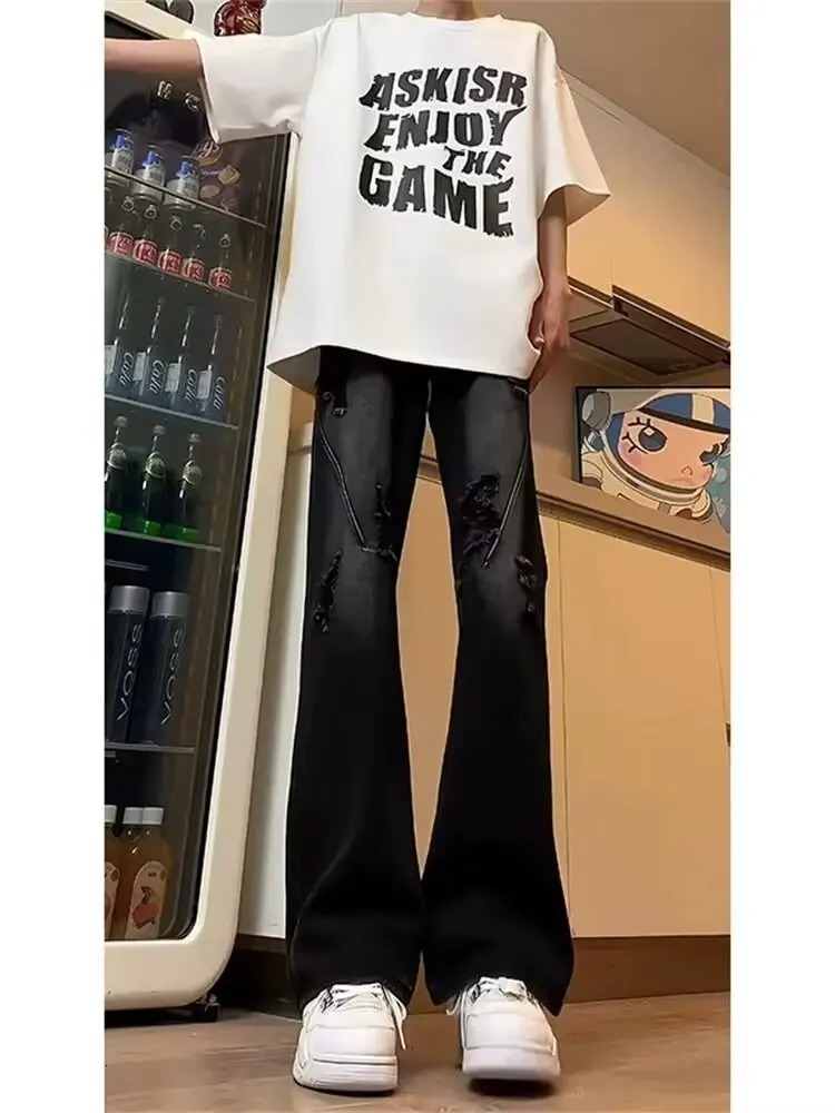 Casual Pants Y2k Jeans Trousers Male Denim for Men Clothing Streetwear Baggy Man Jean Mens Flared Cargo Shorts 250311