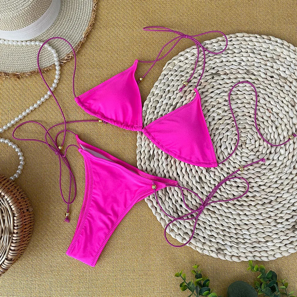 Bathing Suit Women Micro Bikini Sexy Swimsuit Female Swimwear Solid Mini Set Brazilian Biquini Swimming Suits Beachwear 250310
