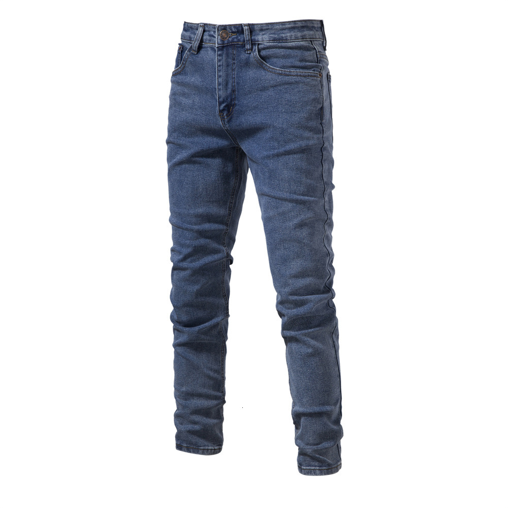 2023 Spring And Autumn New Men's Personalized Denim Wash Trend Casual Micro Elastic Straight Leg Pants