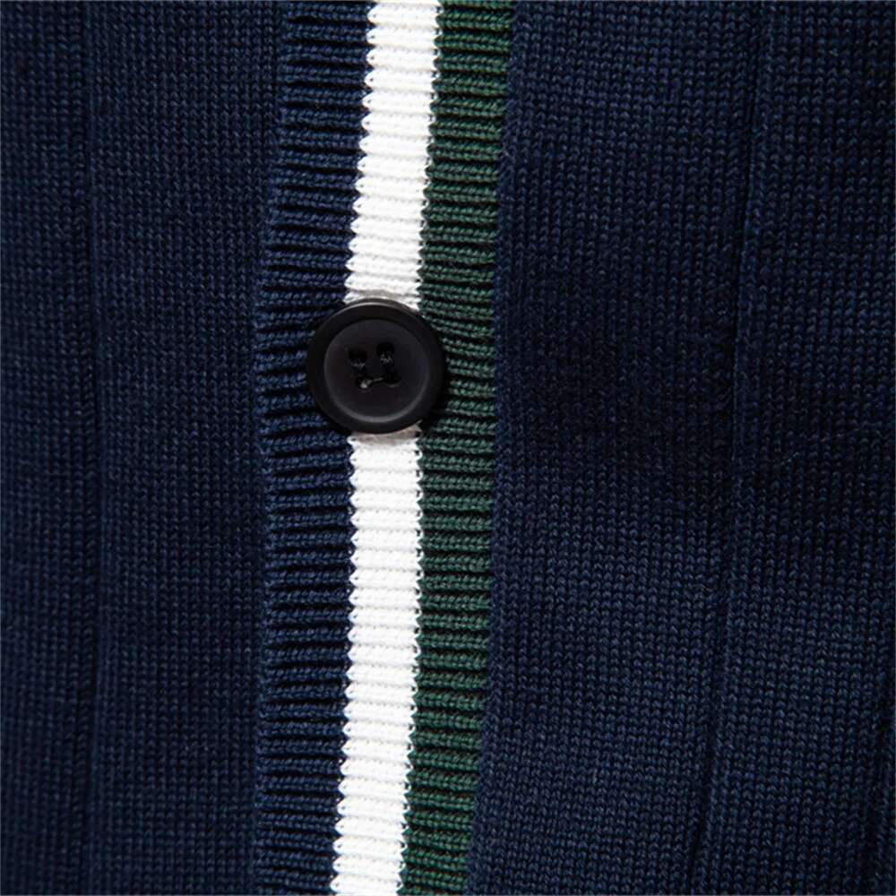 Brand Men's Cotton Cardigan Sweater V Neck Button-Up Casual Youth Knit Sweaters For Men