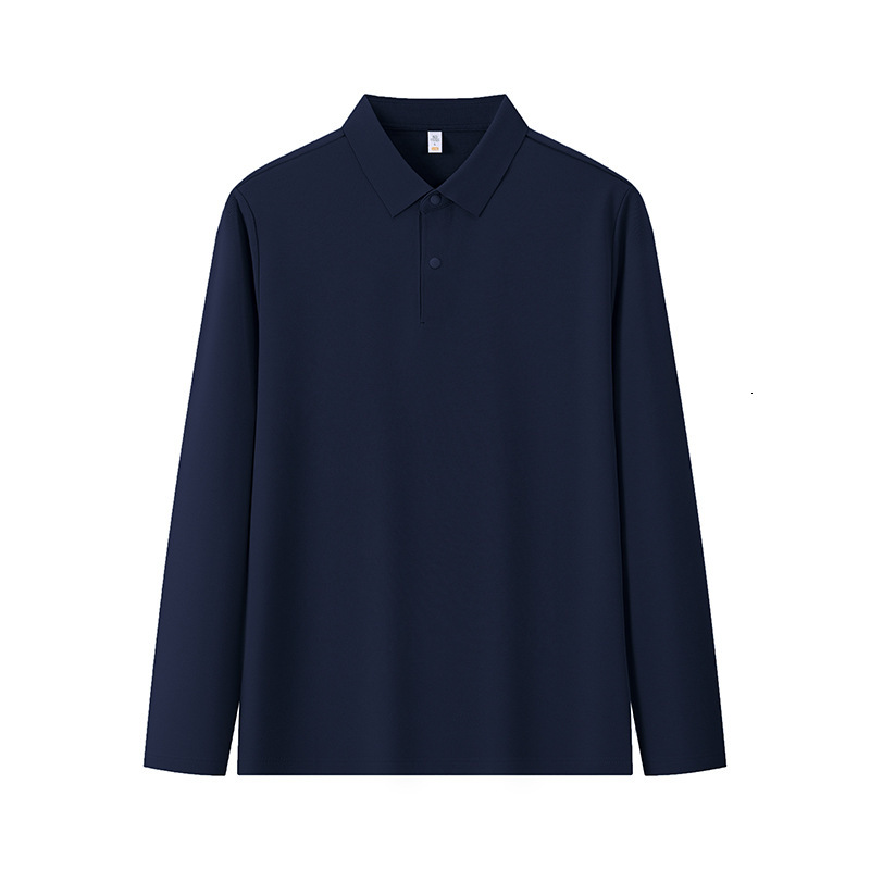 Youth mulberry silk long sleeved polo shirt business casual solid color trend autumn and winter versatile t-shirt men's new style tracksuit