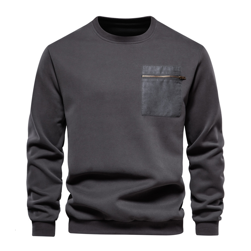 Autumn New Long Sleeved Solid Color Trend Loose Casual Versatile Round Neck Hoodie Men's Clothing