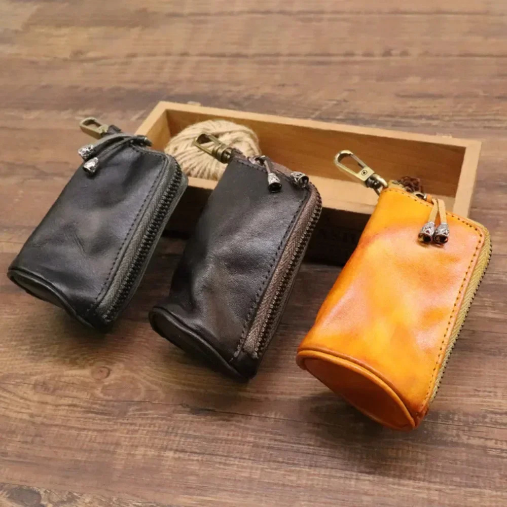 Arrival Men Genuine Leather Key Bag Chain Holder Fashion Zipper Home Storage Double Pack Car for Man 250311