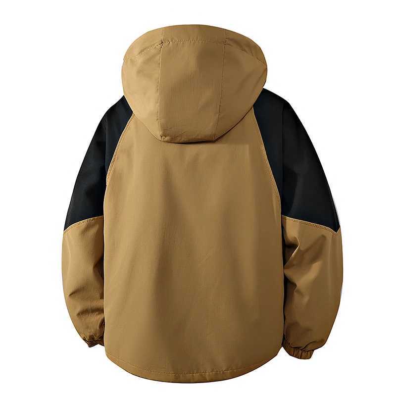 CHRLCK Mens Assault Suit Hood Jacket Spring Autumn Zip Up Jackets Outdoor Windproof Coat Solid Patchwork Jacket Hiking CoatsT250311