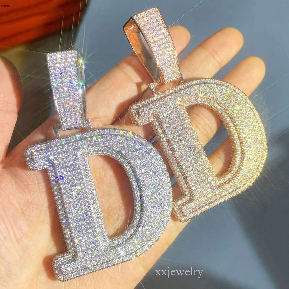 Gold S Sterg Sier vvs Moissanite Dia Initial Letter Custom Iced Out Pendant Hip Hop Jewelry