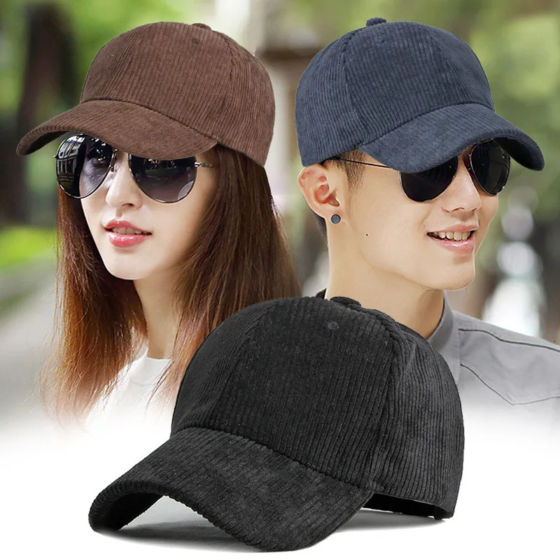 Solid Corduroy 100% pure cotton retro unisex baseball adjustable polo truck cap 250311