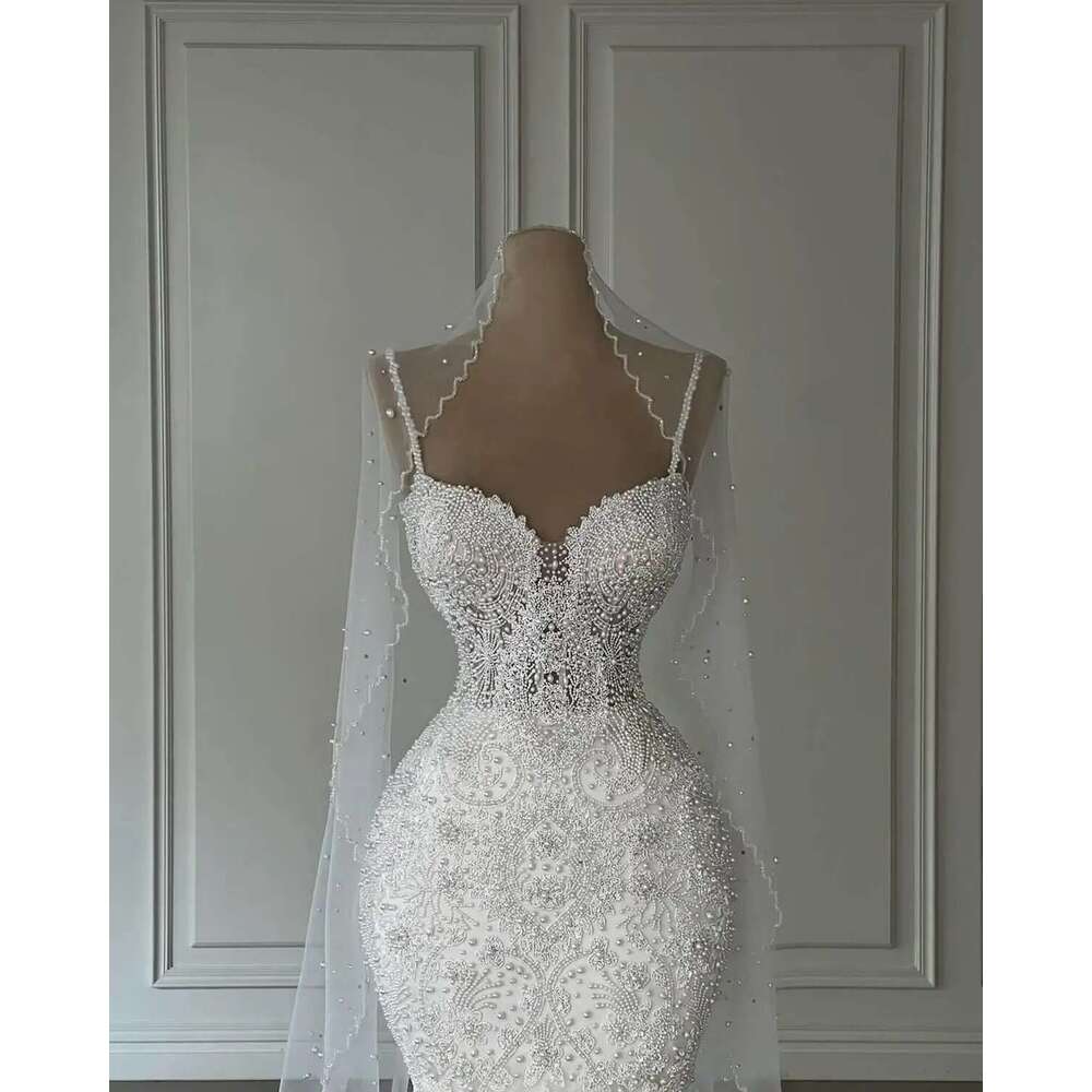 Elegant Beads Mermaid Wedding Fashion Lace Sequins Sleeveless Up The Floor Bridal Dress Made To Order