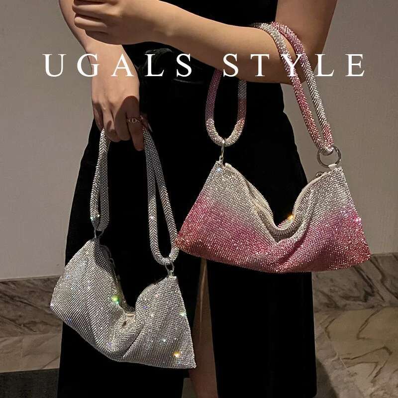 Designer Women's Handbag Bg Shiny Rhies Dia Evening Wedding Party Clutch Purse Shoulder Underarm Bag