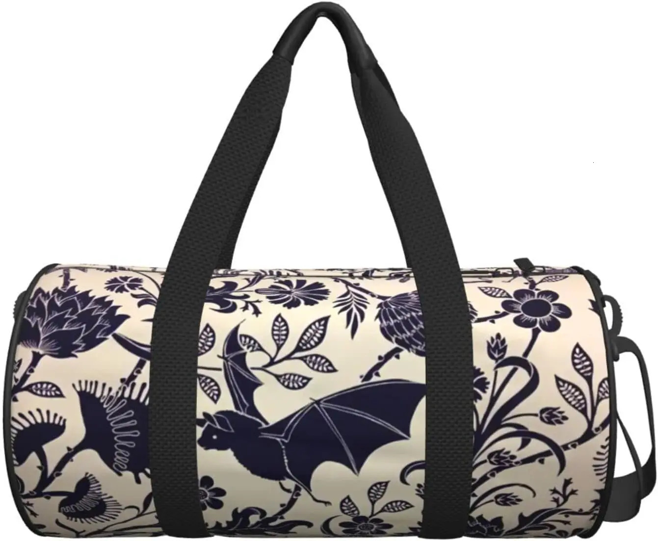 Halloween Bat Flower Sports Gym Duffel Bag for Men Women Weekender Travel Workout Training Handbag Water Resistant 250311
