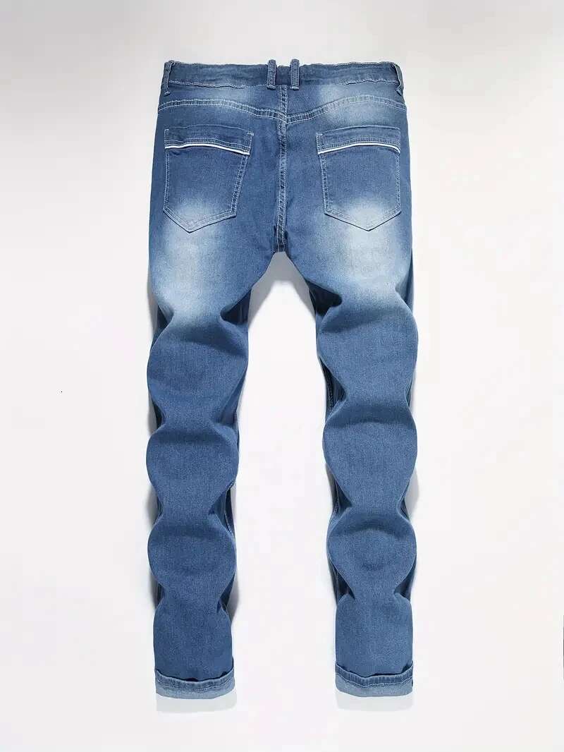 High Quality Slim Fit Jeans Fashionable Designer Casual Street Style Solid Color Elastic Jeans For All Seasons Simple And Comfortable Men s Pants Casu