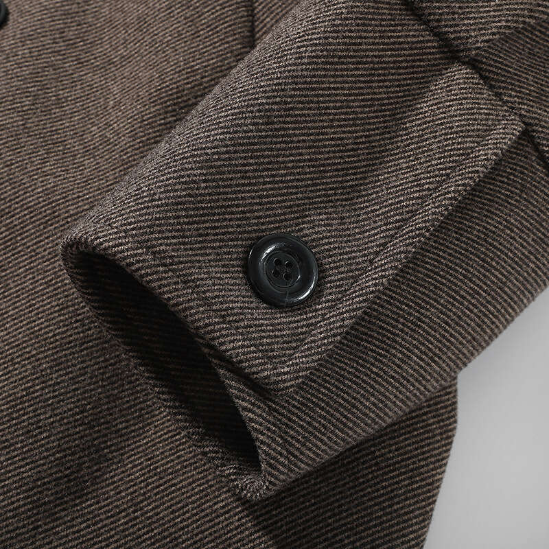 Woolen Coat, Stylish Windbreaker, Mid To Long Size, Plus Solid Color Cardigan, Men's Coat