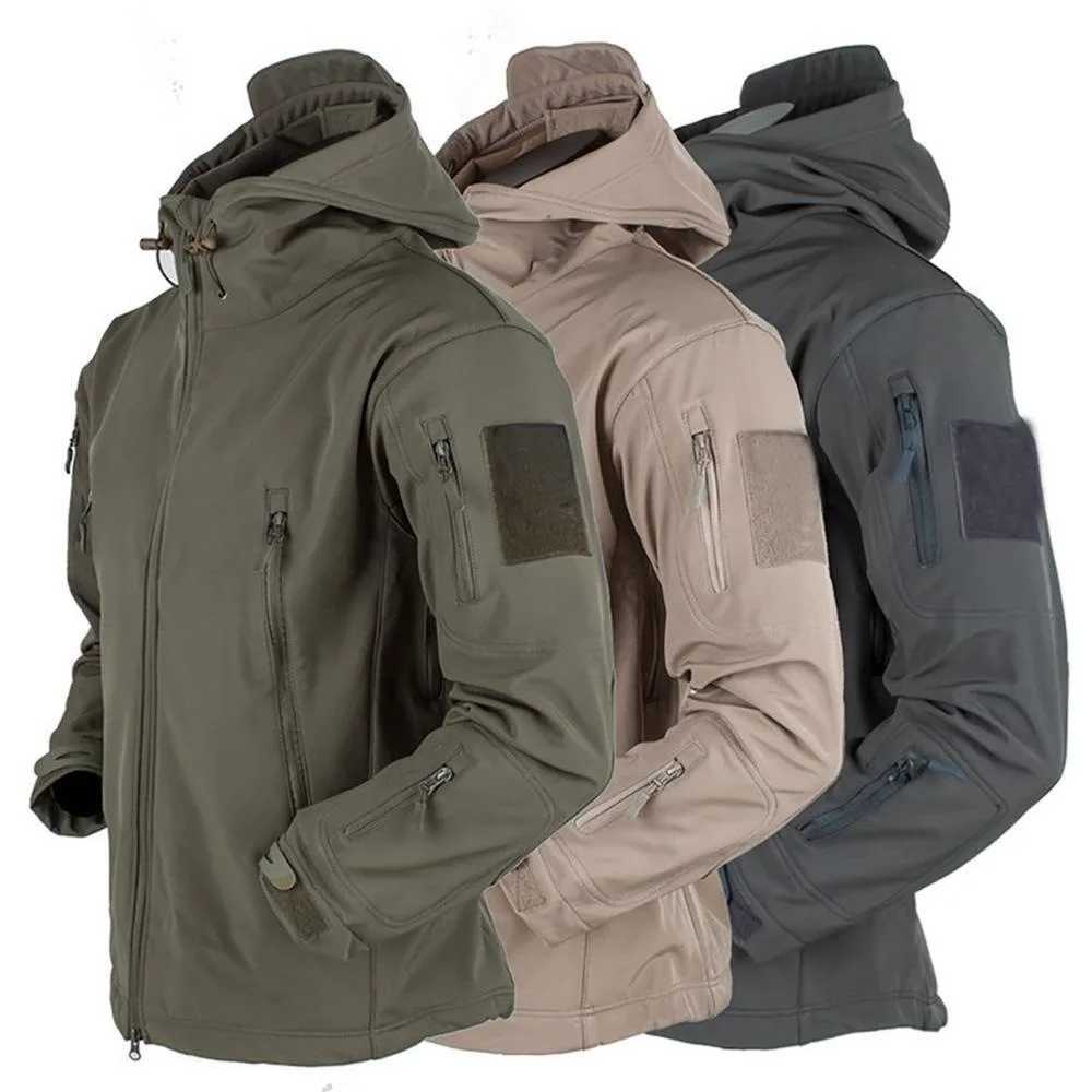 2024 new Shark Skin Soft Shell Jackets Men Tactical Windproof Waterproof Jacket Men Combat Jackets Mens Hooded Bomber CoatsT250311