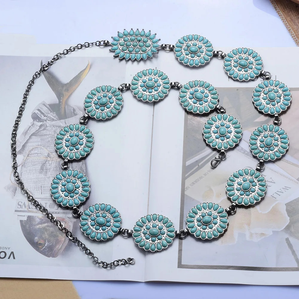 Boho Ethnic Statement Belly Chains Women Body Jewelry Fashion Indian Maxi Vintage Long Resin Stone Waist Chains Necklace 250311