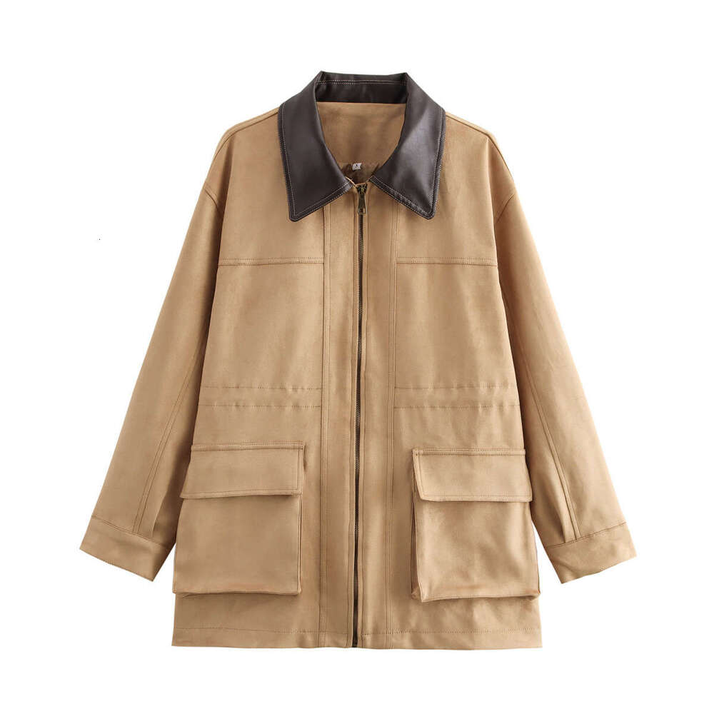 2024 Autumn And Winter New Style Women's Clothing Lapel Large Pocket Suede Warm Jacket For Women