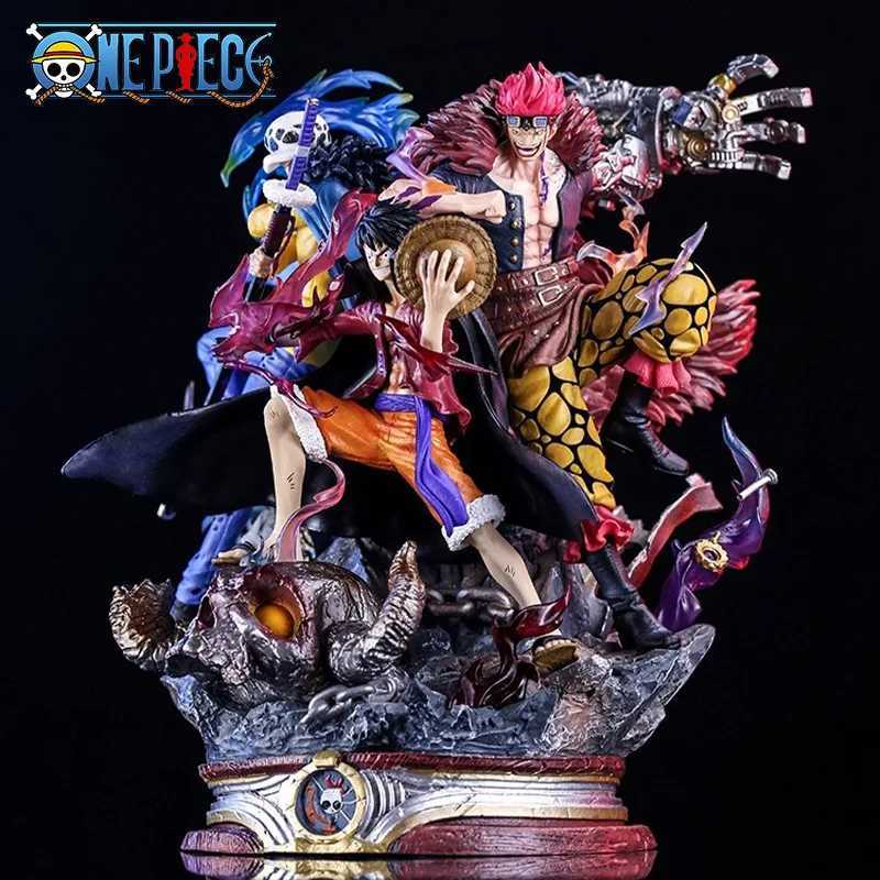 24cm One Piece LX Luffy Trafalgar L Eustass Kid Three Captains Anime Figures Statue Toy Desktop Decoration Model Holiday GiftsXJ250311