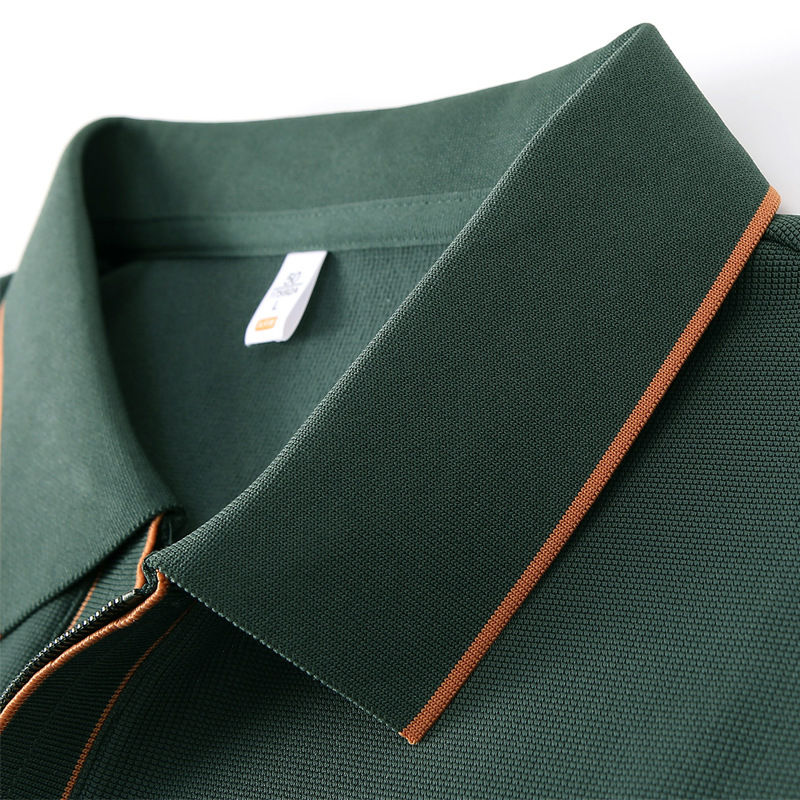2025 long sleeved polo business casual solid color base shirt autumn and winter T-shirt light luxury men's clothing tracksuit