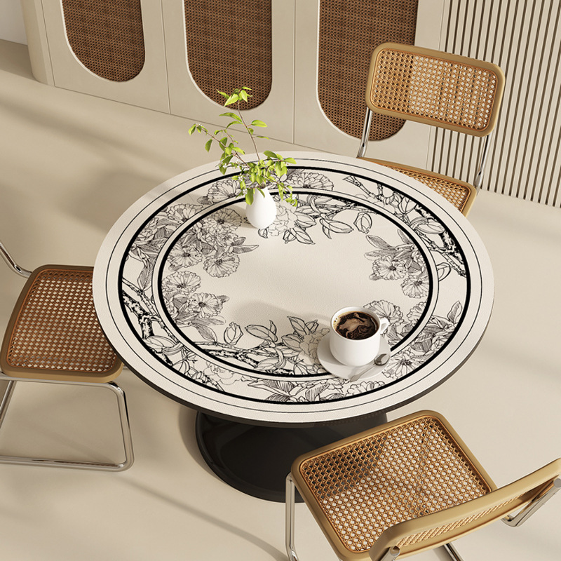 Round table mat waterproof and oil-proof wash-free anti-scalding round coffee table mat home high-grade KDNU01