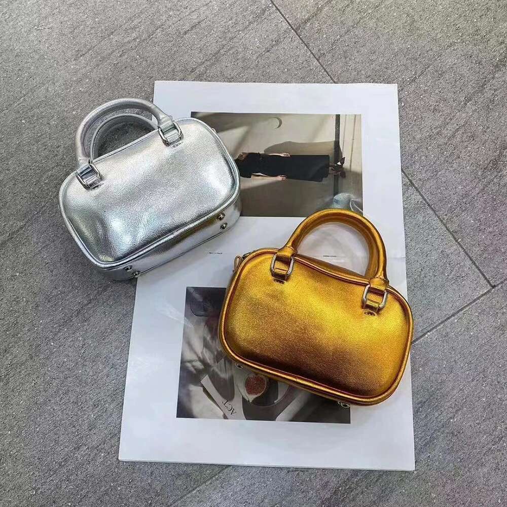 Fashion Casual Style Mini Gold Crossbody Bag Women Boston Top-Handle Handbag