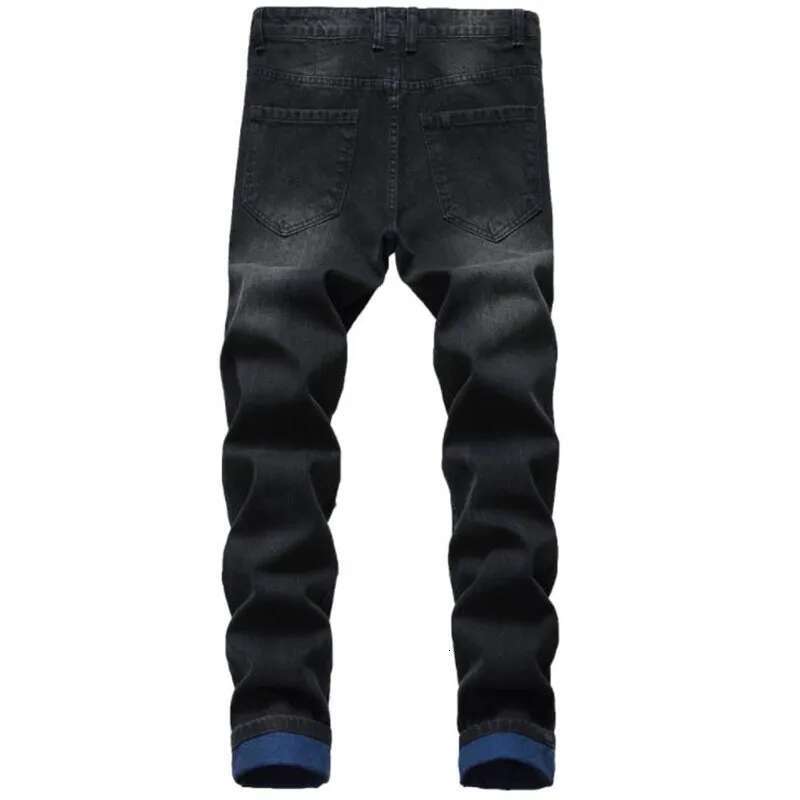 2025 Fashion Original Designer High-quality Men s Wavy Slim Fit Black Blue Denim Pants Men's Jeans Worn out Street Hip hop Casual Pants