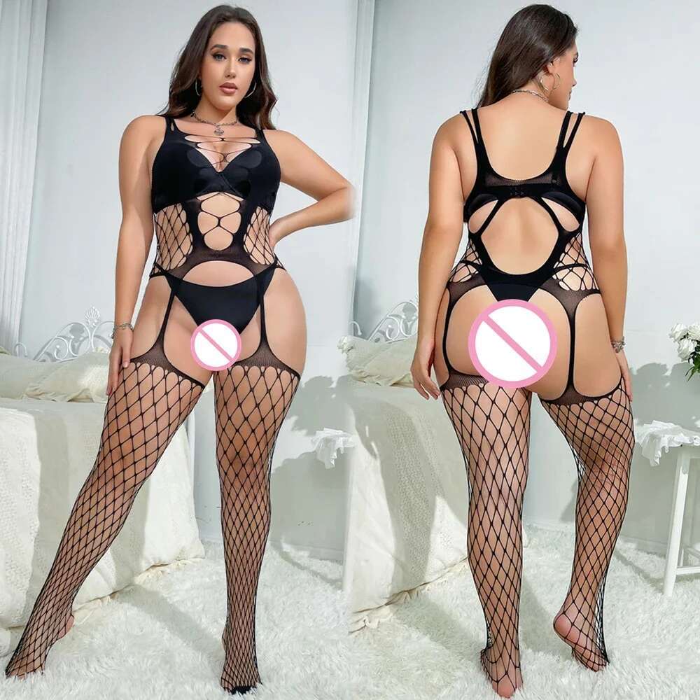 Women's Erotic Fishnet Transparent Tights Gerie Costume Sexy Mesh Hollow Out Body Stockings Ladies Bodycon Jumpsuit Clothes