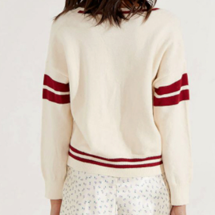 Sweater, Women's Autumn And spring Loose Base Sweater, Casual Simple Solid Color Striped V-Neck Pullover, Outerwear