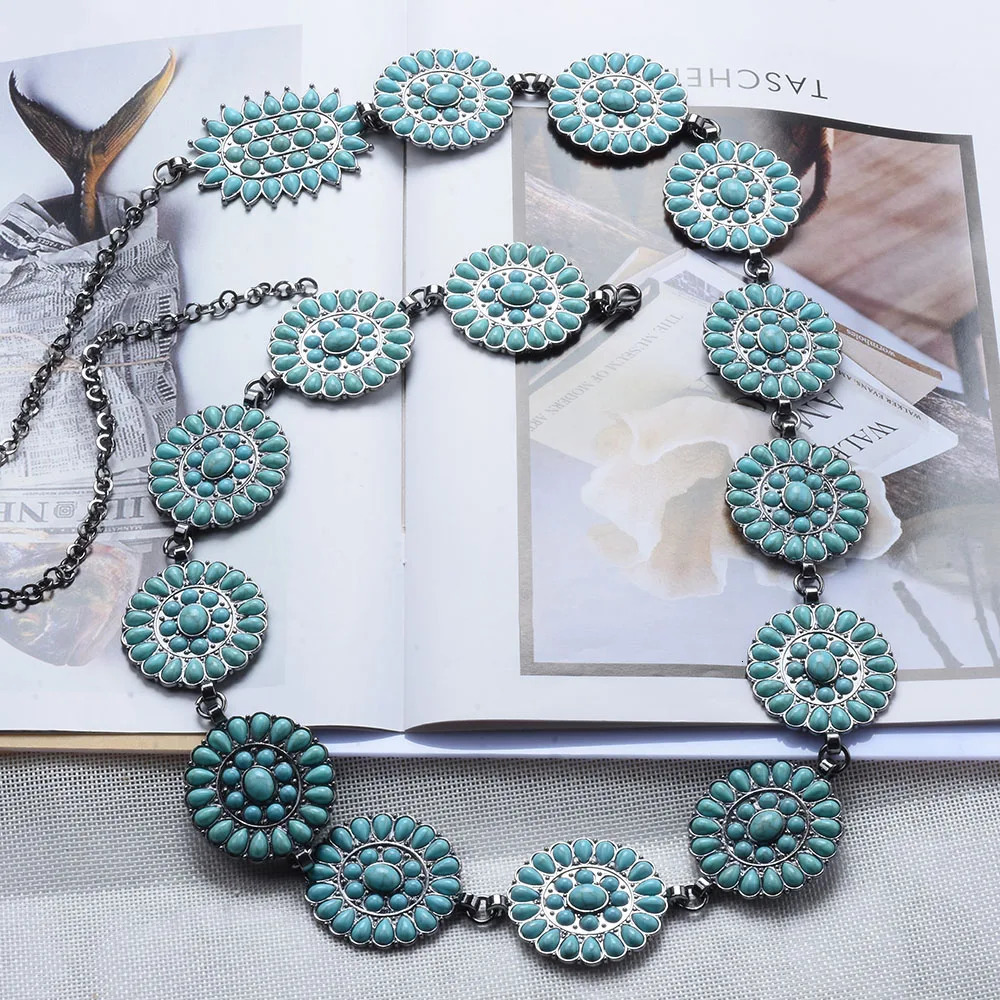 Boho Ethnic Statement Belly Chains Women Body Jewelry Fashion Indian Maxi Vintage Long Resin Stone Waist Chains Necklace 250311