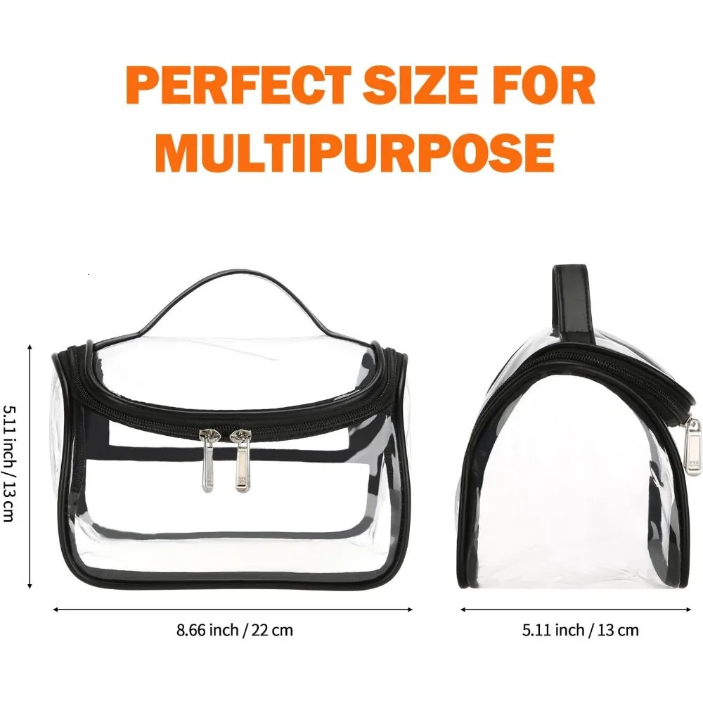 Clear Cosmetic Bag Waterproof Travel Cosmetics Storage Black 250311
