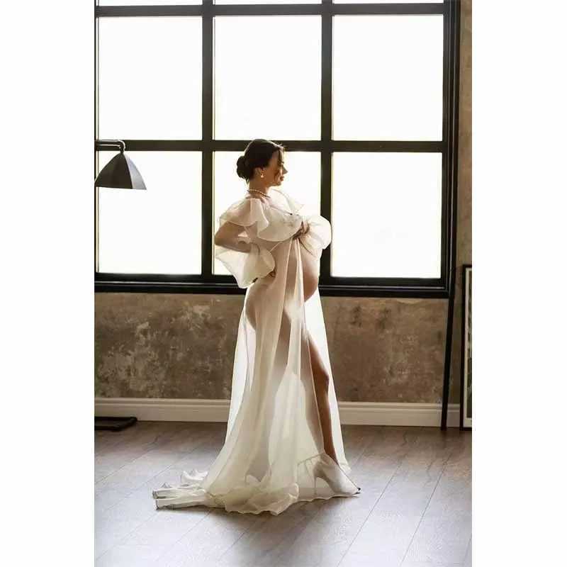 Maternity Dress Chiffon Maternity Dress Photoshot Long Sleeve Maternity Dress Photography Props Split Style Clothing X250224