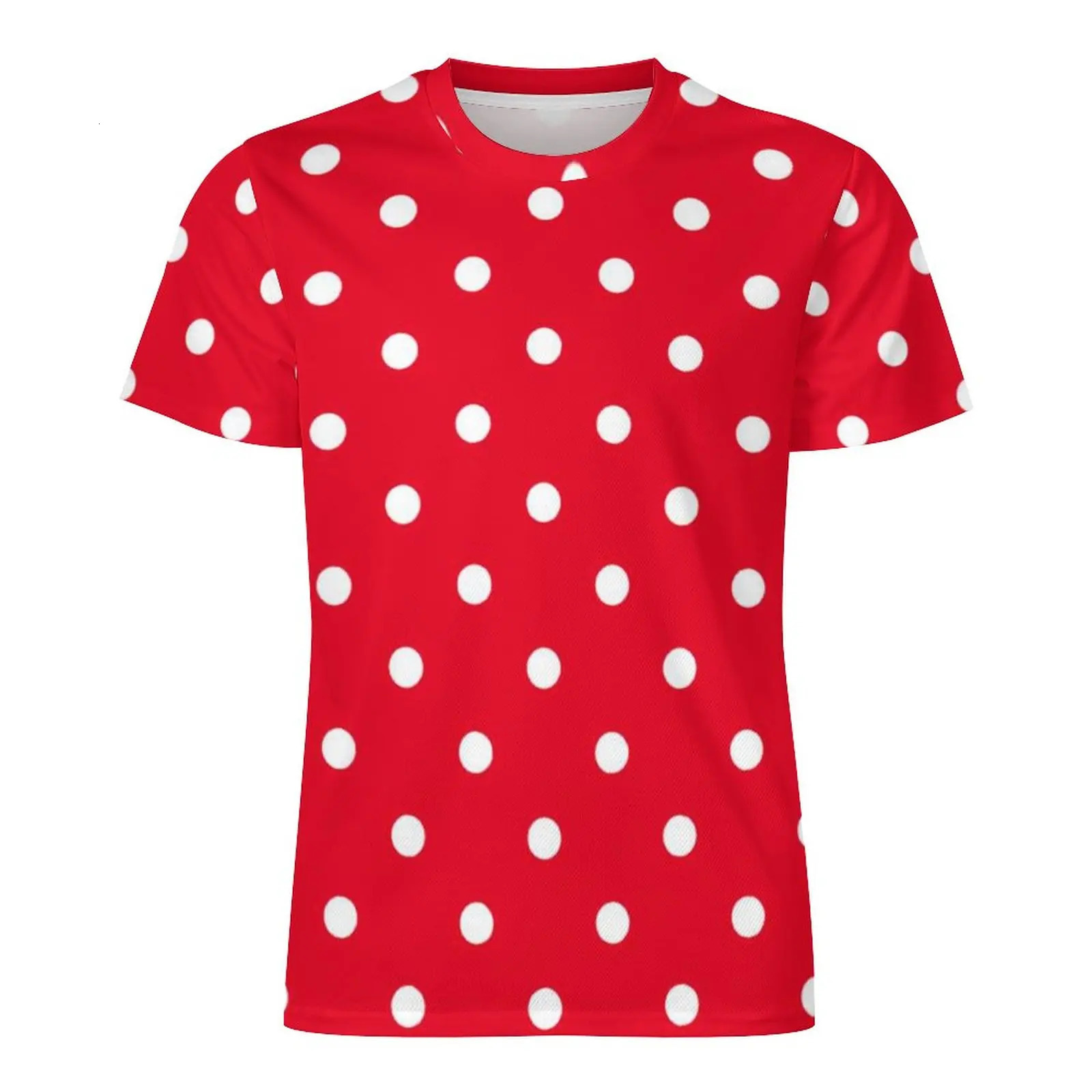 Red with White Polka Dots TShirt Mens Dot Spotted Circles Funny T Shirts Summer Trendy Tees Custom Oversized Tops 250311